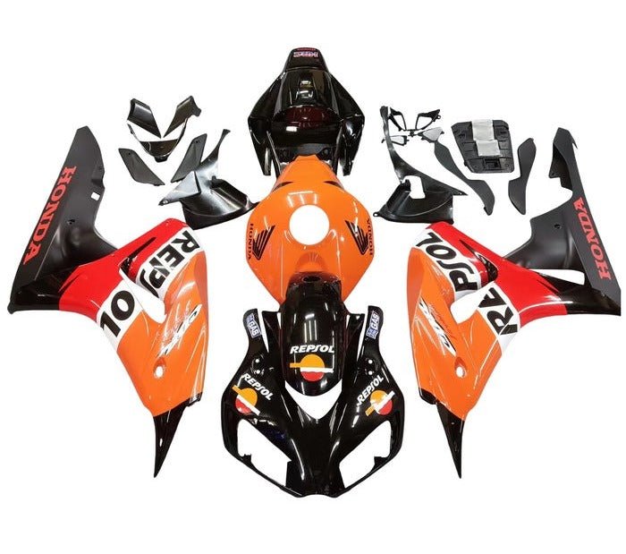 Honda CBR1000RR Fairings (2006-2007) Black, Orange, Red Repsol at KingsMotorcycleFairings.com