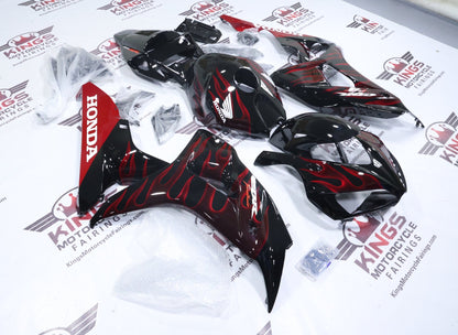 Honda CBR1000RR Fairings (2006-2007) Black, White, Red Flame from KingsMotorcycleFairings.com