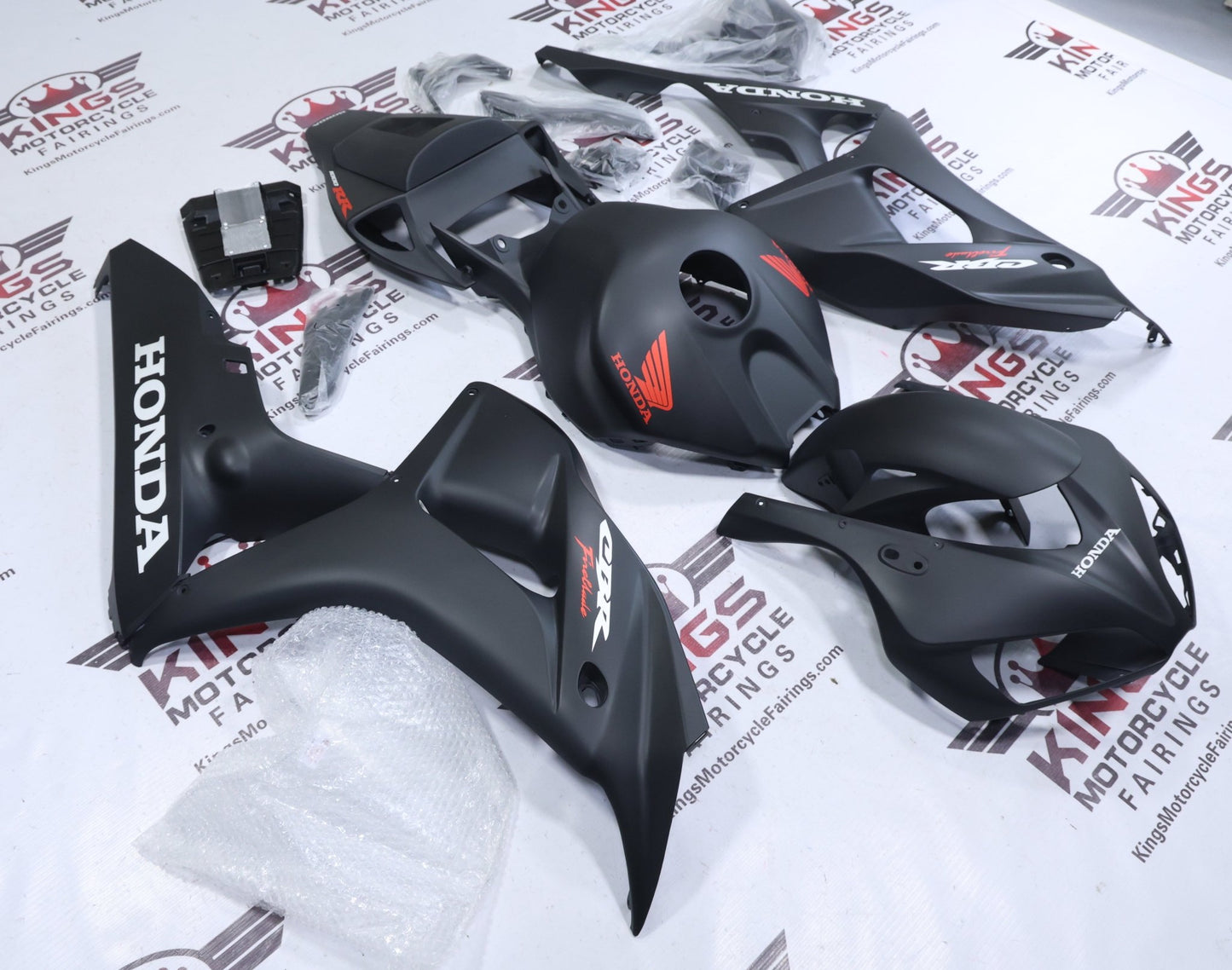 Honda CBR1000RR Fairings (2006-2007) Matte Black, White, Red from KingsMotorcycleFairings.com