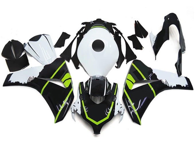 Honda CBR 1000RR Fairings (2008-2011) Black, White, Green at KingsMotorcycleFairings.com