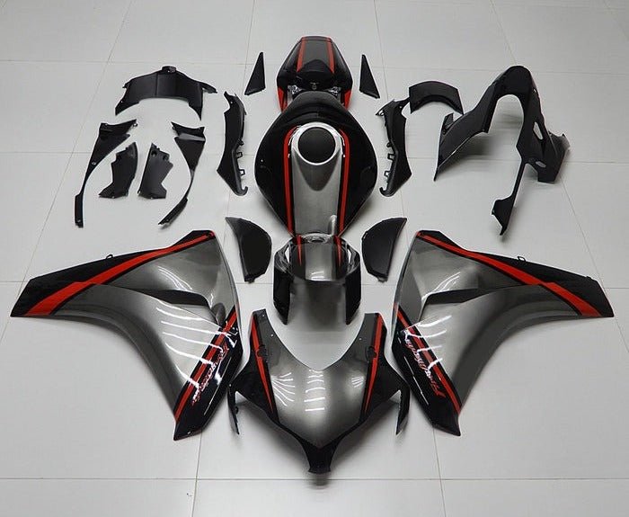Honda CBR 1000RR Fairings (2008-2011) Silver, Black, Red Stripe at KingsMotorcycleFairings.com