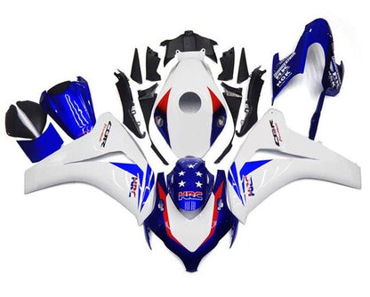 Honda CBR1000RR Fairings (2008-2011) White, Blue HRC Stars at KingsMotorcycleFairings.com
