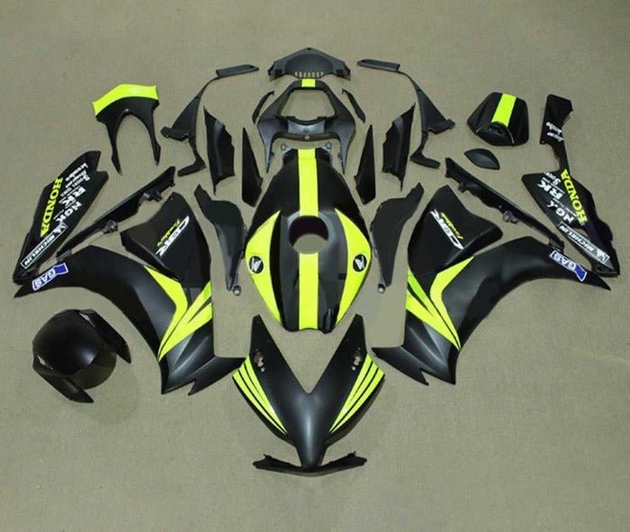 Honda CBR1000RR Fairings (2012-2016) Matte Black, Yellow Stripe at KingsMotorcycleFairings.com