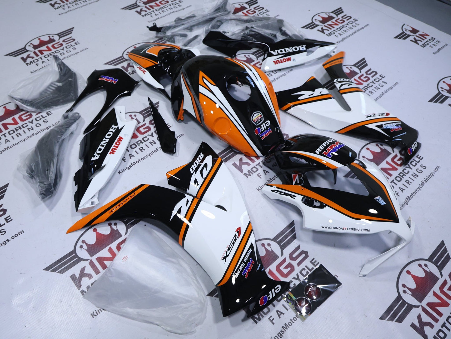Honda CBR1000RR Fairings (2012-2016) White, Black, Orange at KingsMotorcycleFairings.com