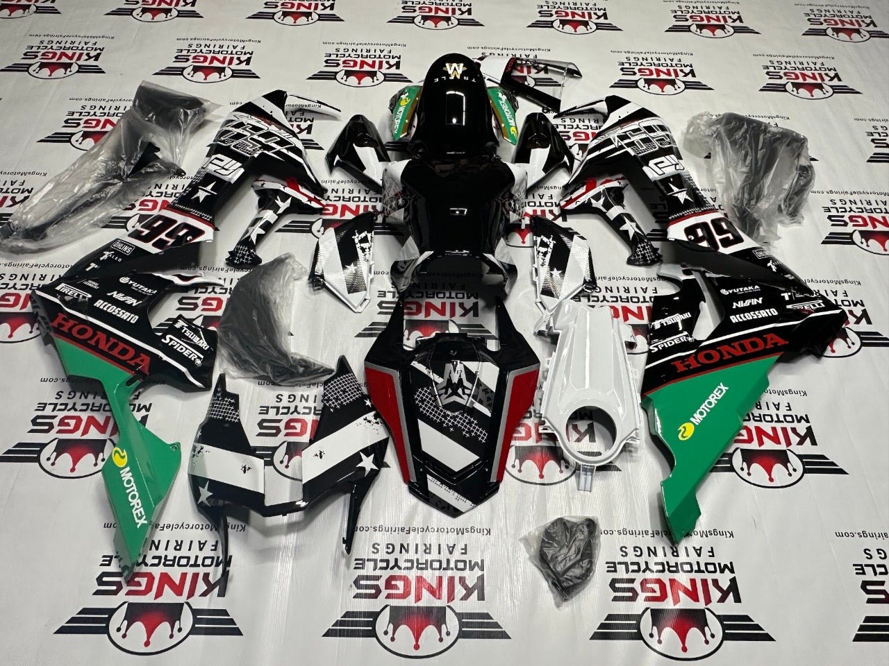 Honda CBR1000RR Fairings (2017-2025) Black, White WSBK by KingsMotorcycleFairings.com