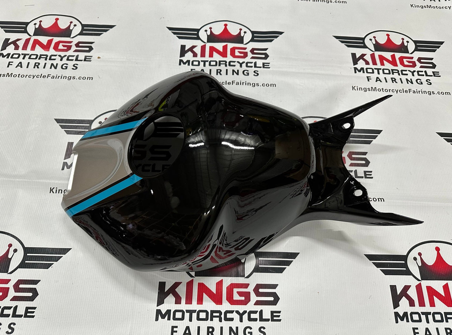 Honda CBR1000RR Tank Fairing (2006-2007) Black, Silver, Blue Pinstripe at KingsMotorcycleFairings.com