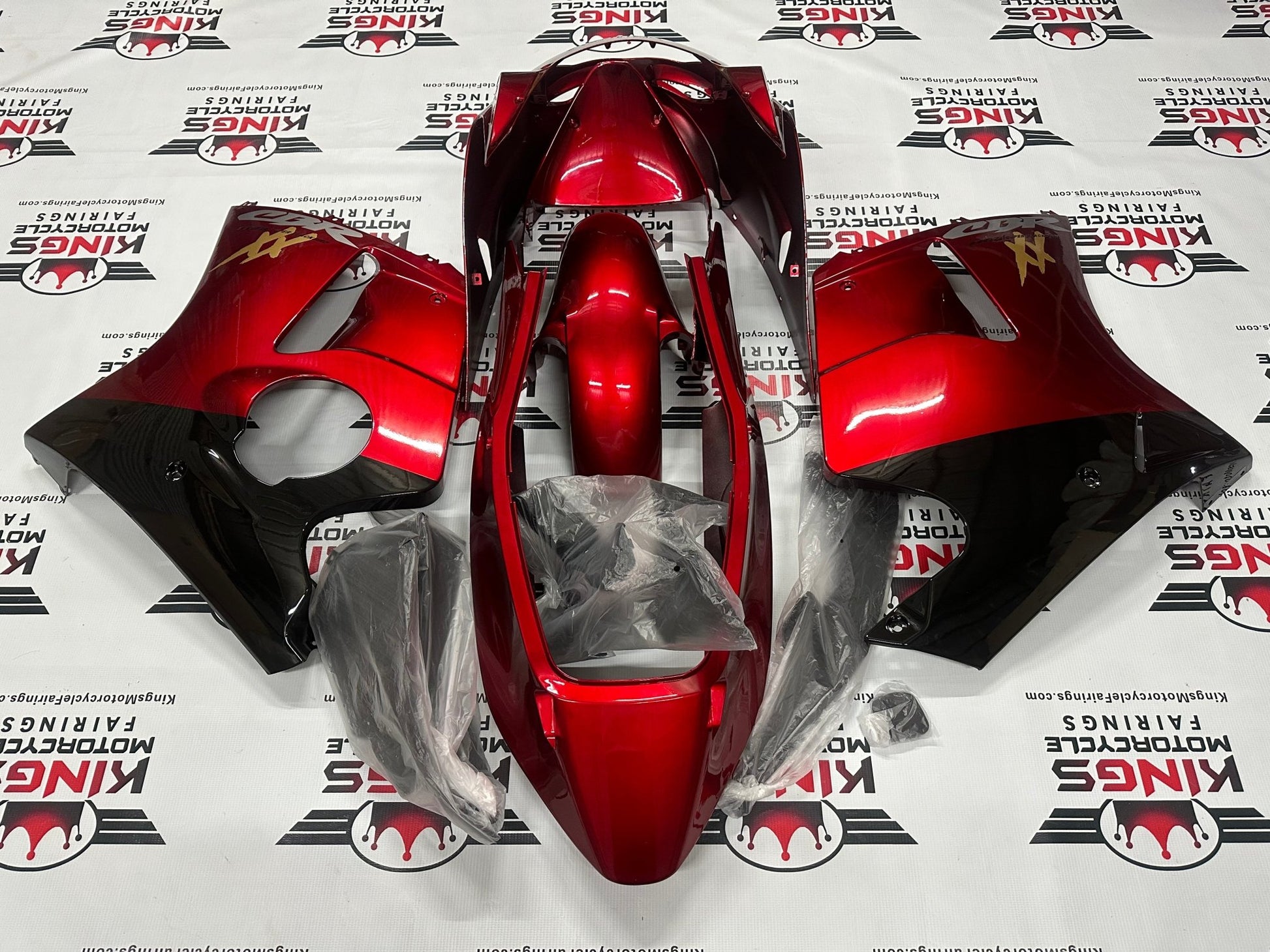 Honda CBR 1100XX Super Blackbird Fairings (1996-2007) Candy Apple Red, Black at KingsMotorcycleFairings.com