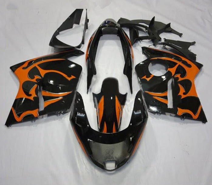 Honda CBR1100XX SuperBlackBird Fairings (1996-2007) Black, Orange Tribal at KingsMotorcycleFairings.com