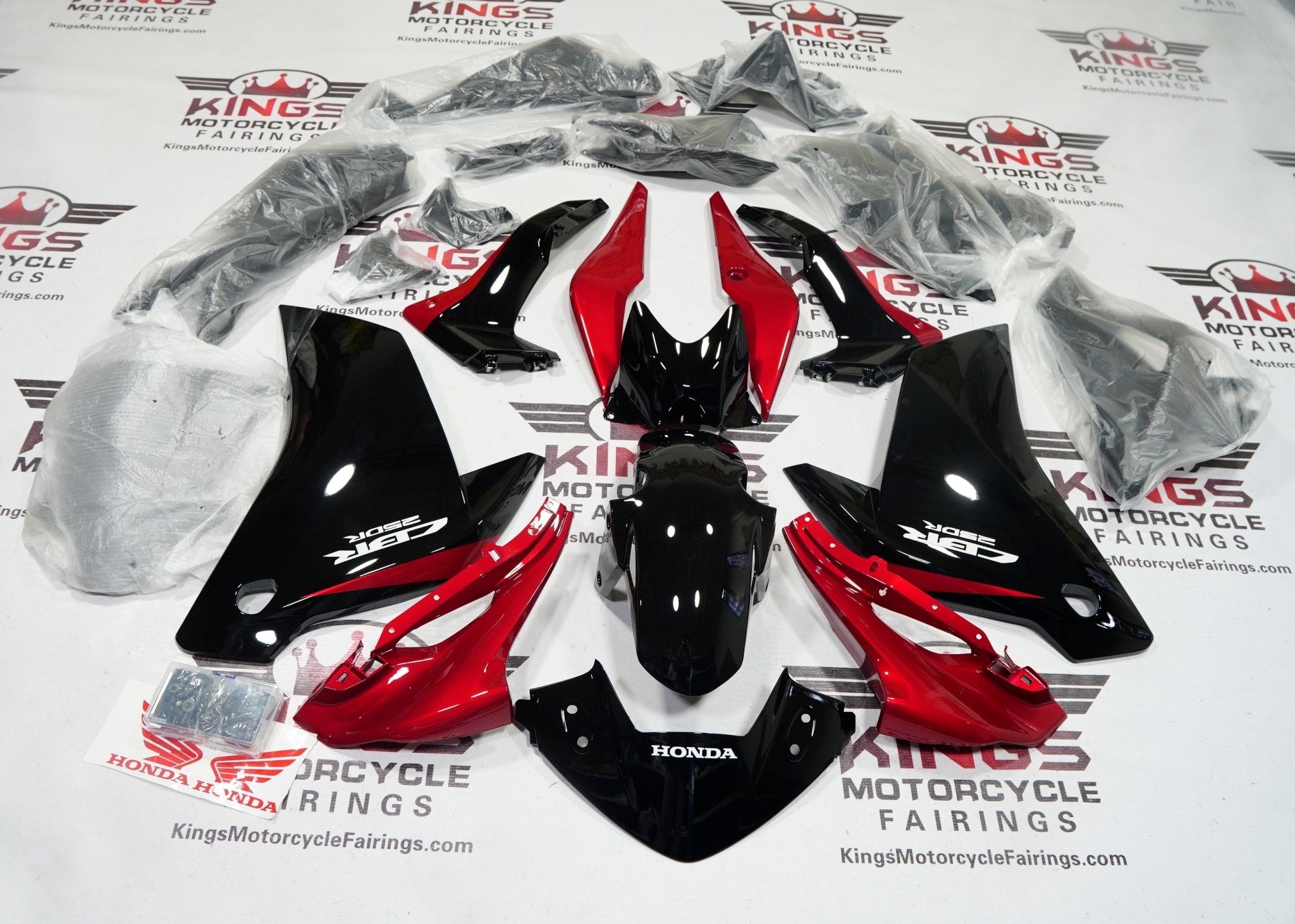 Honda CBR250R Fairings (2011-2014) Black, Candy Apple Red at KingsMotorcycleFairings.com