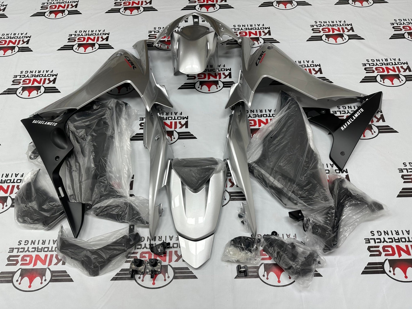 Honda CBR500R Fairing Kit (2013-2015) Silver, Black from KingsMotorcycleFairings.com