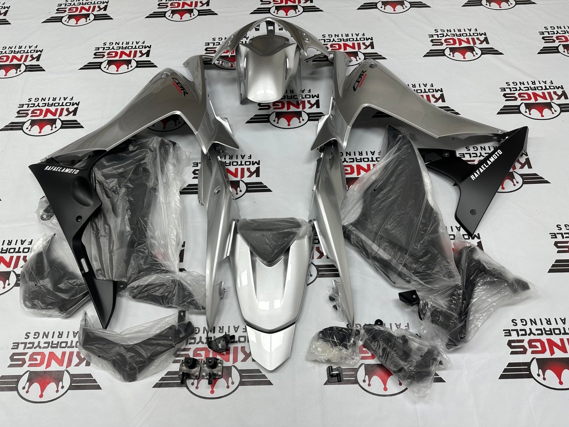 Honda CBR500R Fairing Kit (2013-2015) Silver, Black from KingsMotorcycleFairings.com