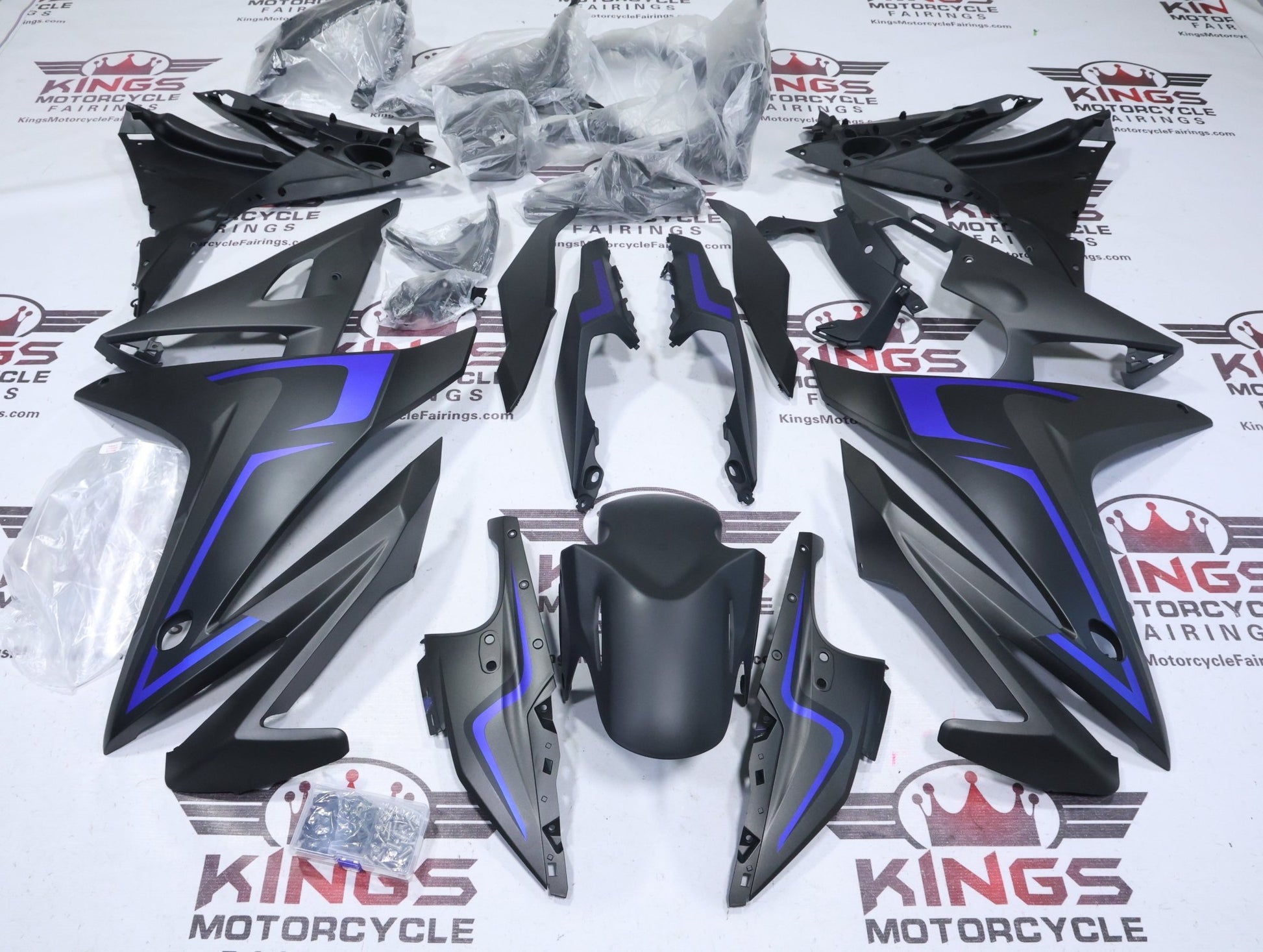 Honda CBR500R Fairing Kit (2016-2018) Matte Black, Blue at KingsMotorcycleFairings.com