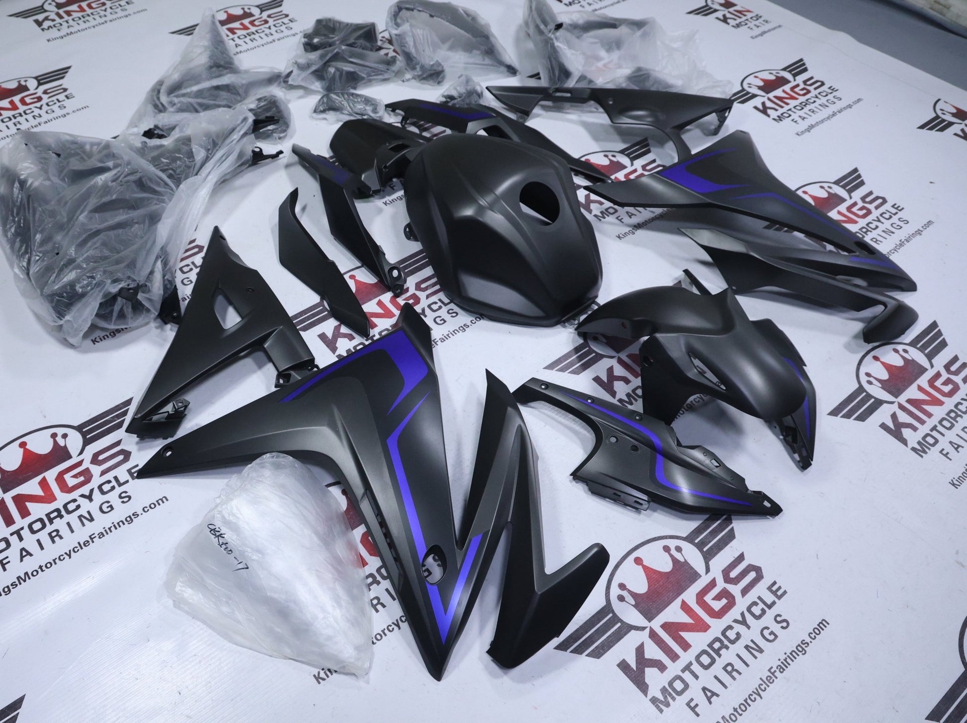 Honda CBR500R Fairings (2016-2018) Matte Black, Matte Blue at KingsMotorcycleFairings.com