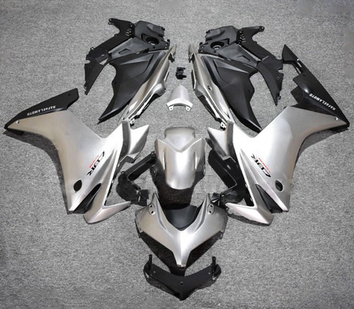 Honda CBR500R Fairings (2013-2015) Silver, Black at KingsMotorcycleFairings.com