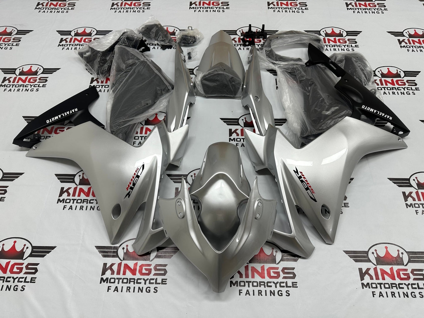 Honda CBR500R Fairings (2013-2015) Silver, Black at KingsMotorcycleFairings.com