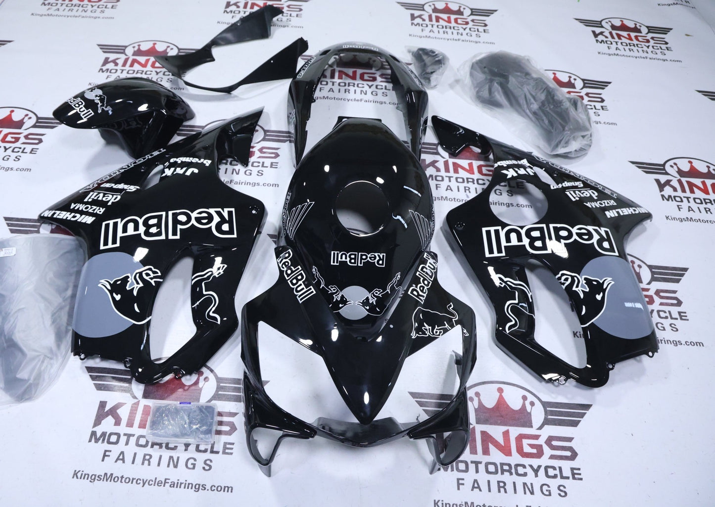 Honda CBR600F4I Fairings (2004-2007) Black, Gray Redbull at KingsMotorcycleFairings.com