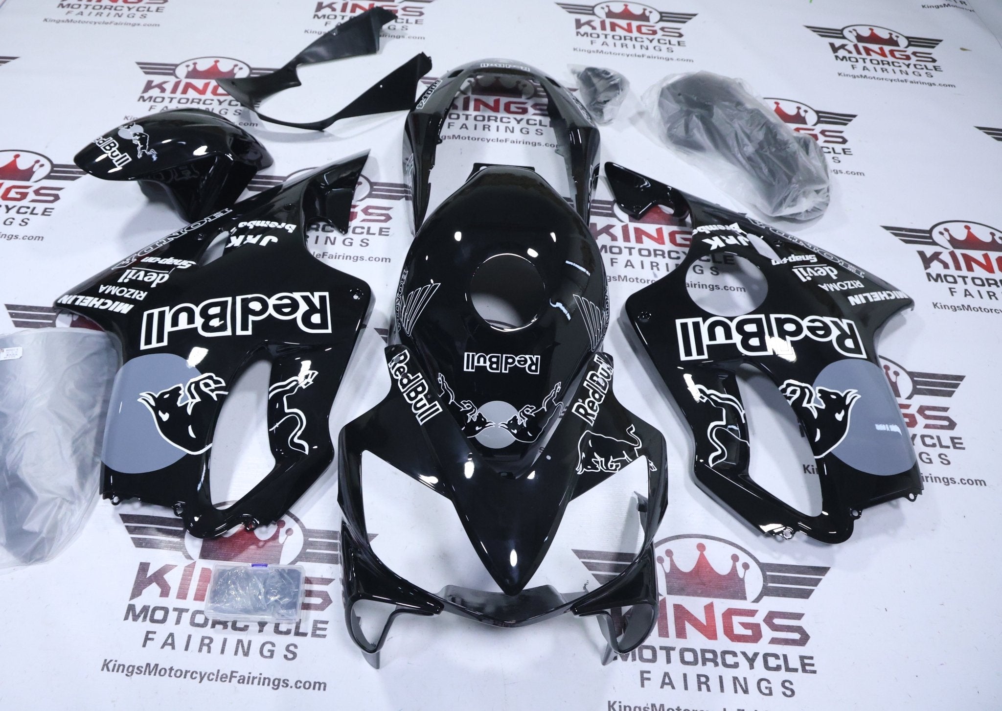 Honda CBR600F4I Fairings (2004-2007) Black, Gray Redbull at KingsMotorcycleFairings.com