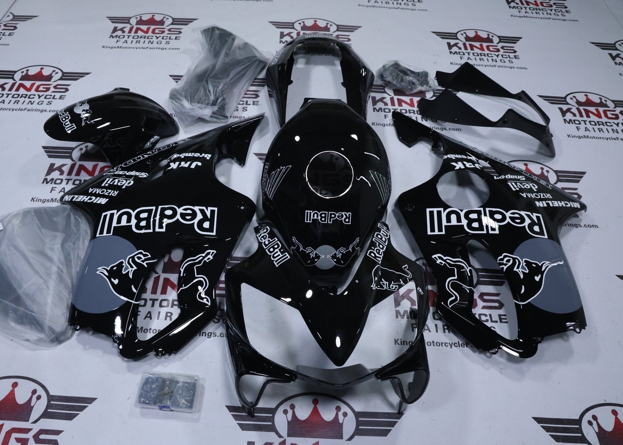 Honda CBR600F4i Fairings (2004-2007) Black, Gray, White Redbull at KingsMotorcycleFairings.com