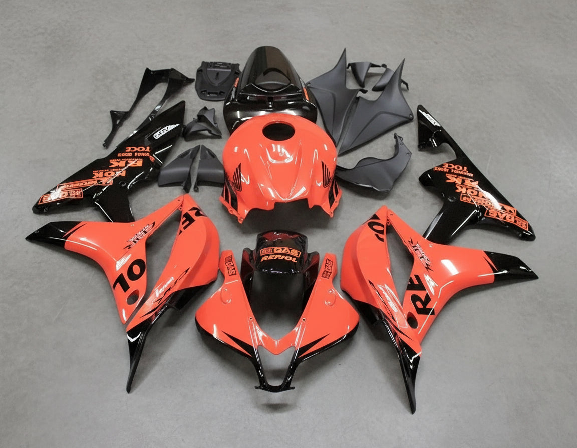 Honda CBR600RR Fairings (2007-2008) Orange, Black Repsol at KingsMotorcycleFairings.com