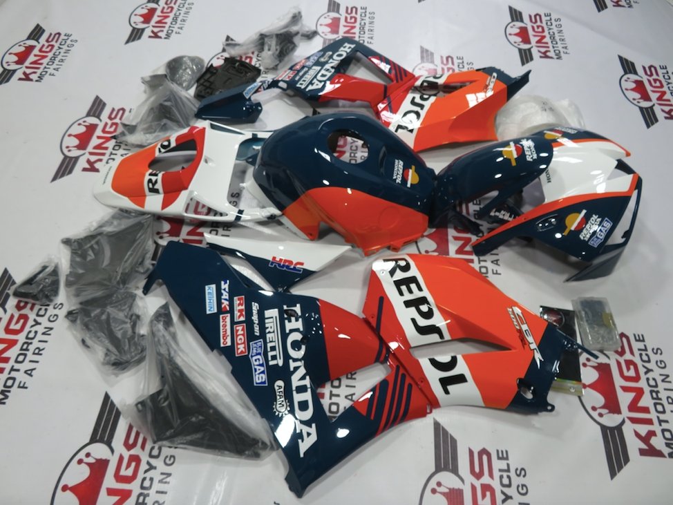 Honda CBR600RR Fairing Kit (2024-2025) Orange, Dark Teal Blue, Red, White Repsol at KingsMotorcycleFairings.com