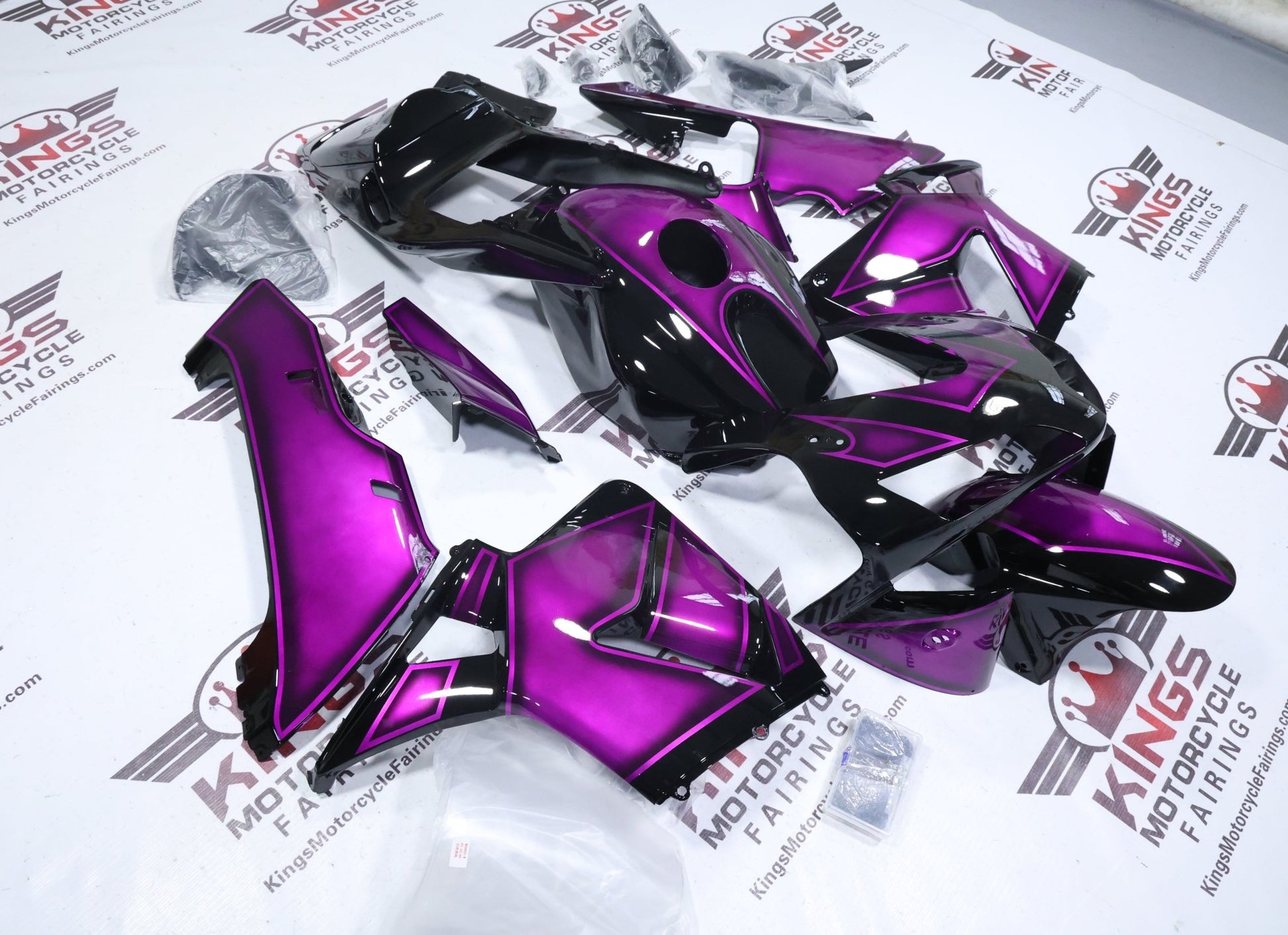 Honda CBR600RR Fairing Set (2003-2004) Custom Purple, Black at KingsMotorcycleFairings.com