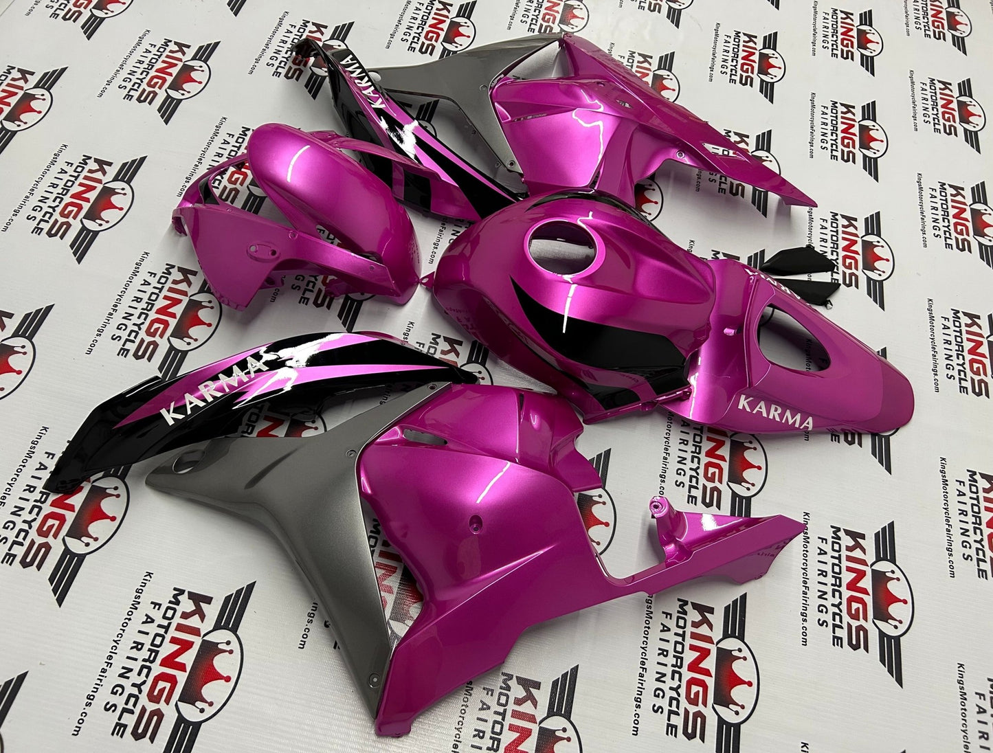 Honda CBR600RR Fairing Set (2009-2012) Pink, Silver, Black Karma from KingsMotorcycleFairings.com