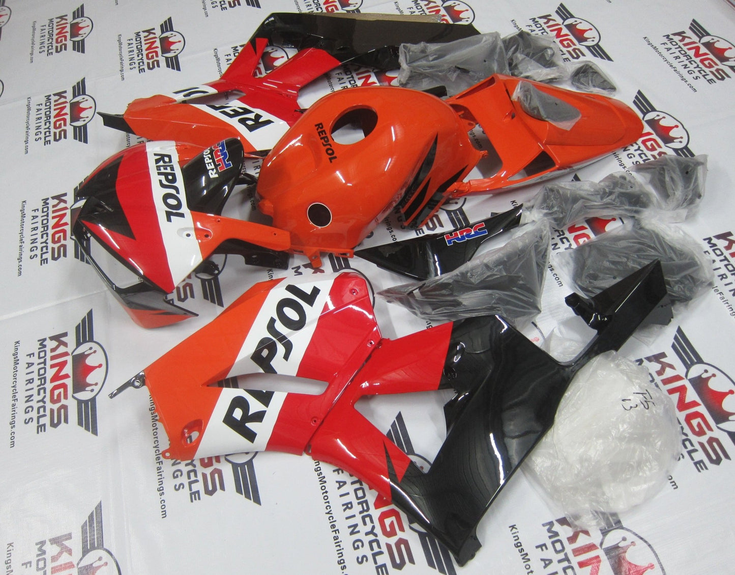 Honda CBR600RR Fairing Set (2024-2025) Red, Orange, White, Black HRC Repsol at KingsMotorcycleFairings.com
