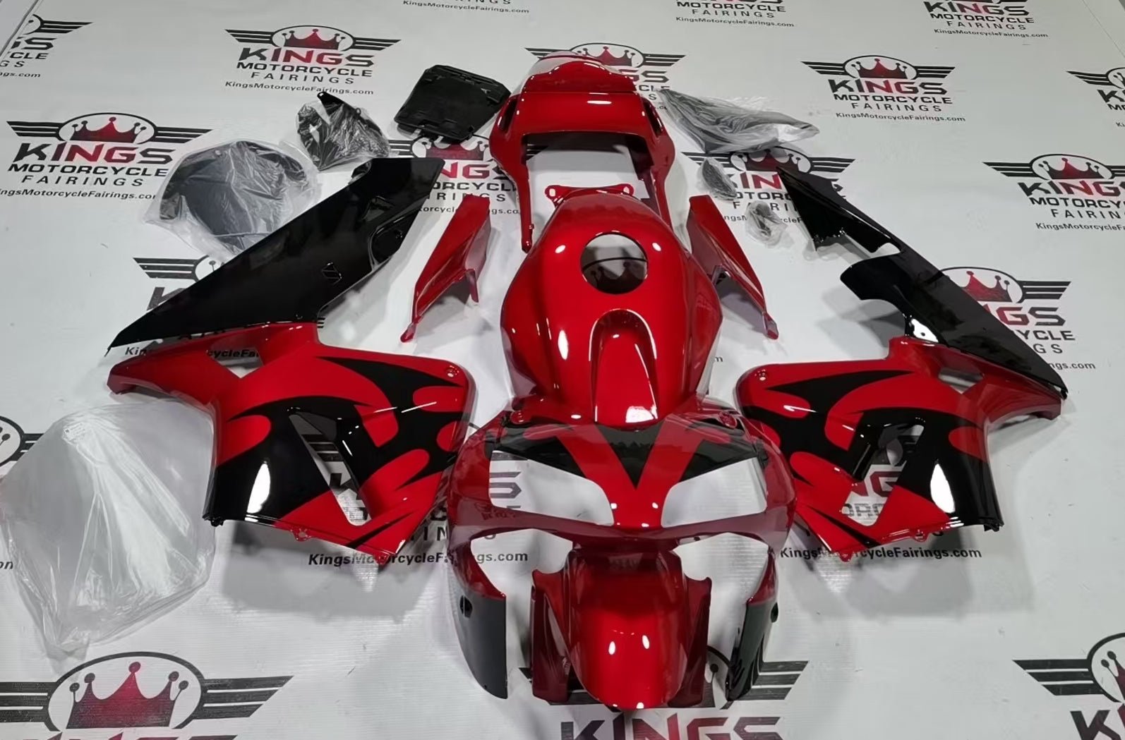 Honda CBR600RR Fairings (2003-2004) Red, Black Tribal at KingsMotorcycleFairings.com
