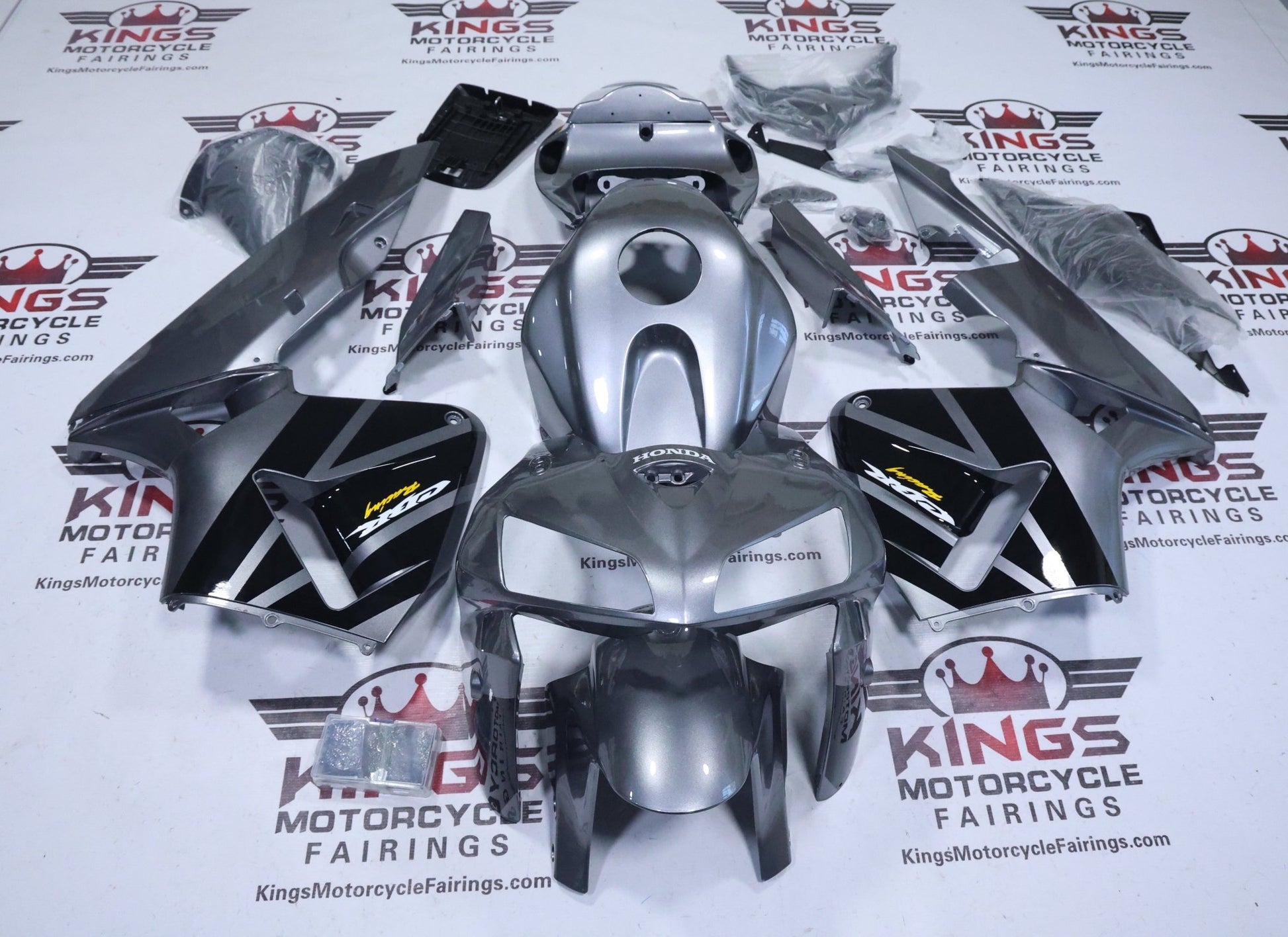 Honda CBR600RR Fairings (2005-2006) Dark Silver, Black Wings at KingsMotorcycleFairings.com