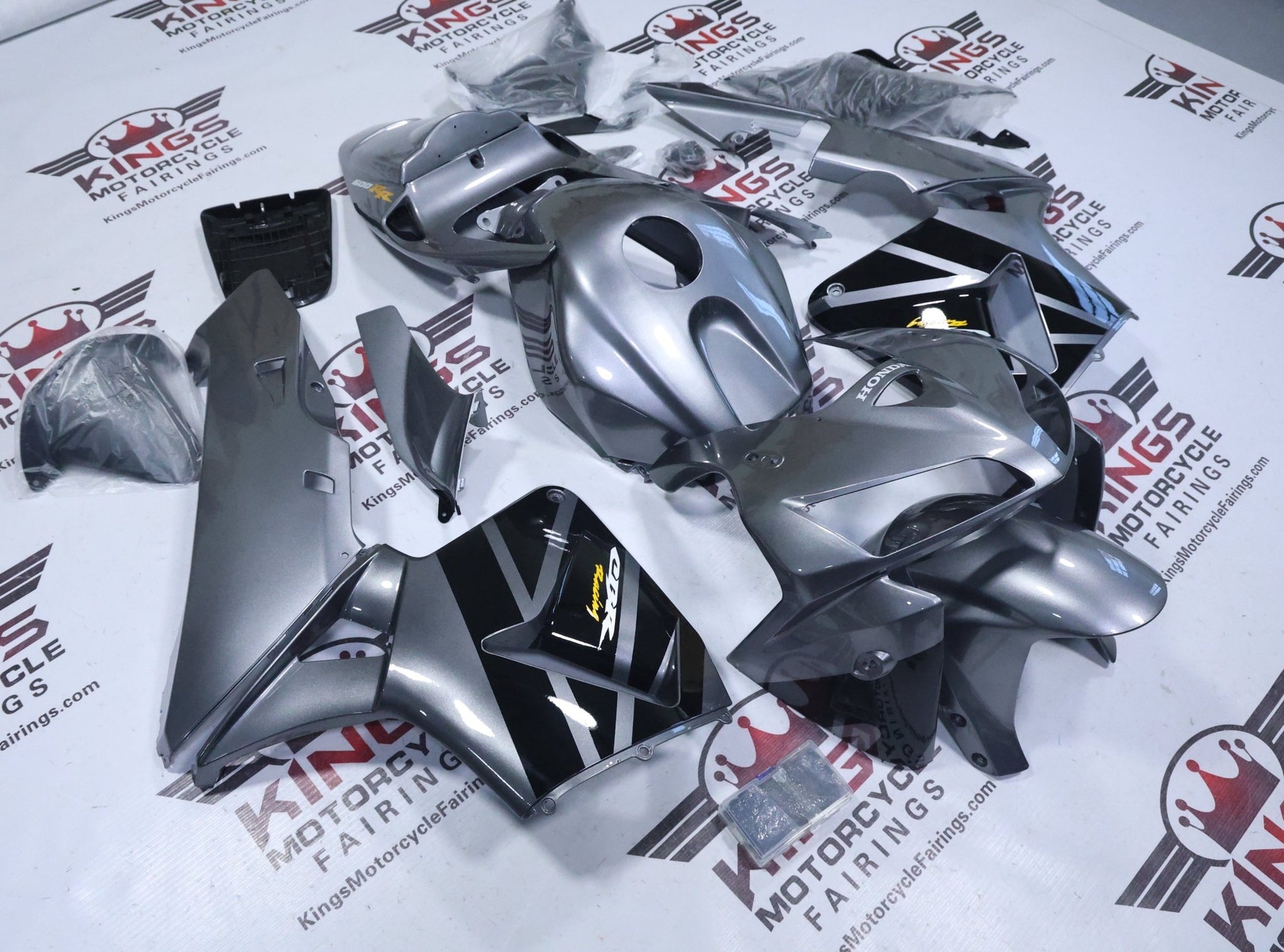 Honda CBR600RR Fairings (2005-2006) Dark Silver, Black Wings from KingsMotorcycleFairings.com