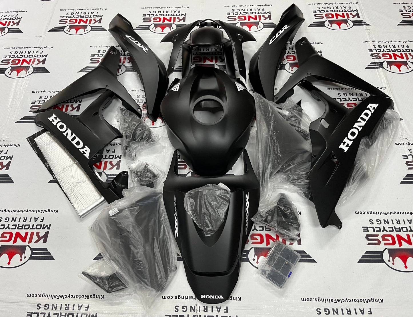 Honda CBR600RR Fairings (2007-2008) Flat Black, White from KingsMotorcycleFairings.com