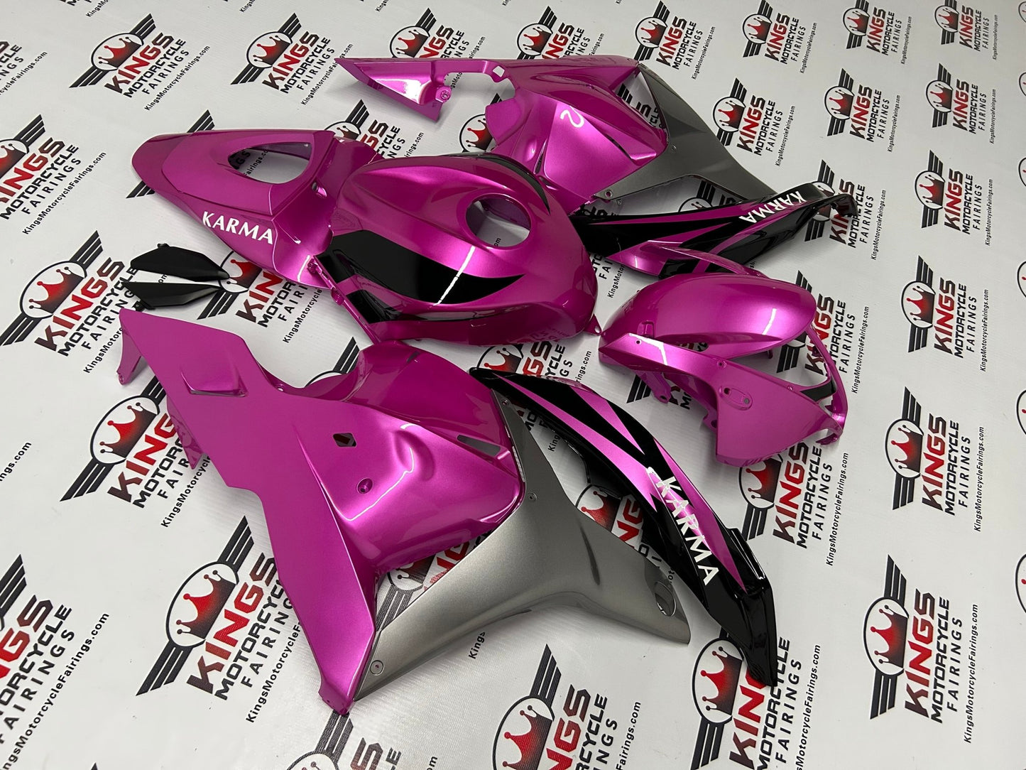 Honda CBR600RR Fairings (2009-2012) Pink, Silver, Black Karma at KingsMotorcycleFairings.com