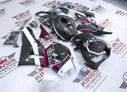 Honda CBR600RR Fairings (2013-2023) Faux Carbon Fiber, Fuchsia Purple, Bull at KingsMotorcycleFairings.com
