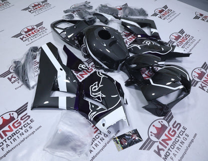 Honda CBR600RR Fairings (2013-2023) Faux Carbon Fiber, White, Purple, Bull from KingsMotorcycleFairings.com