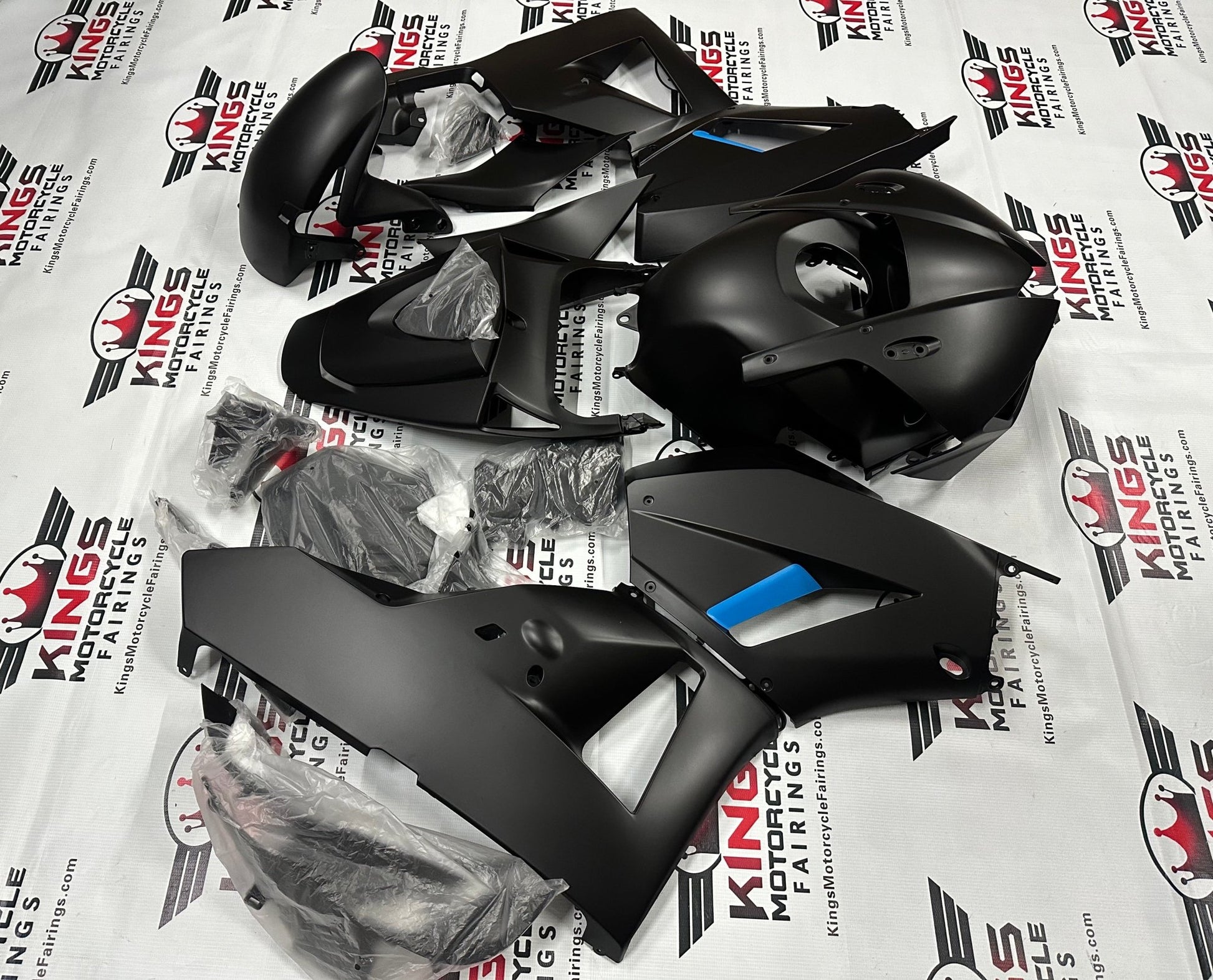 Honda CBR 600RR Fairings (2013-2023) Matte Black, Blue at KingsMotorcycleFairings.com