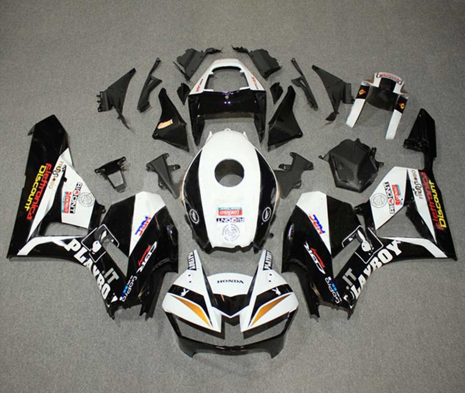 Honda CBR600RR Fairings (2013-2023) White, Black Playboy at KingsMotorcycleFairings.com