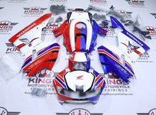 Honda CBR600RR Fairings (2013-2023) White, Blue, Red, Stripe at KingsMotorcycleFairings.com