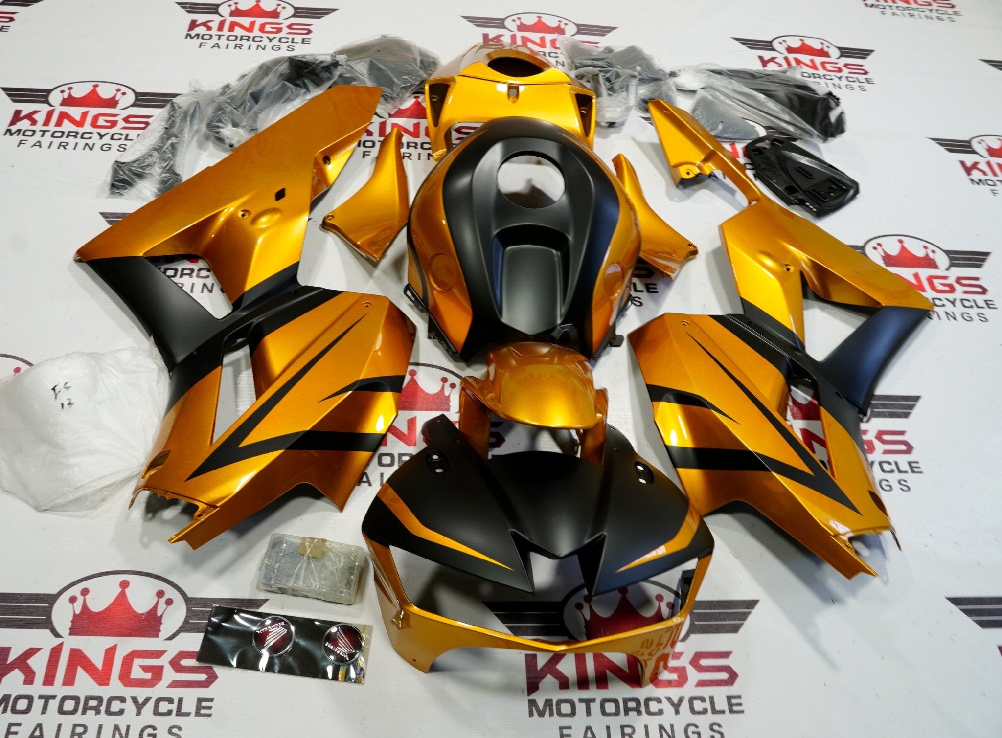 Honda CBR600RR Fairings (2024-2025) Gold, Matte Black at KingsMotorcycleFairings.com