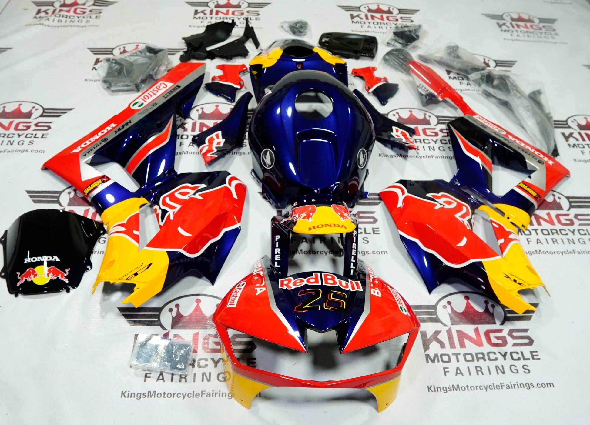 Honda CBR600RR Fairings (2026) Blue, Red, Yellow RedBull from KingsMotorcycleFairings.com