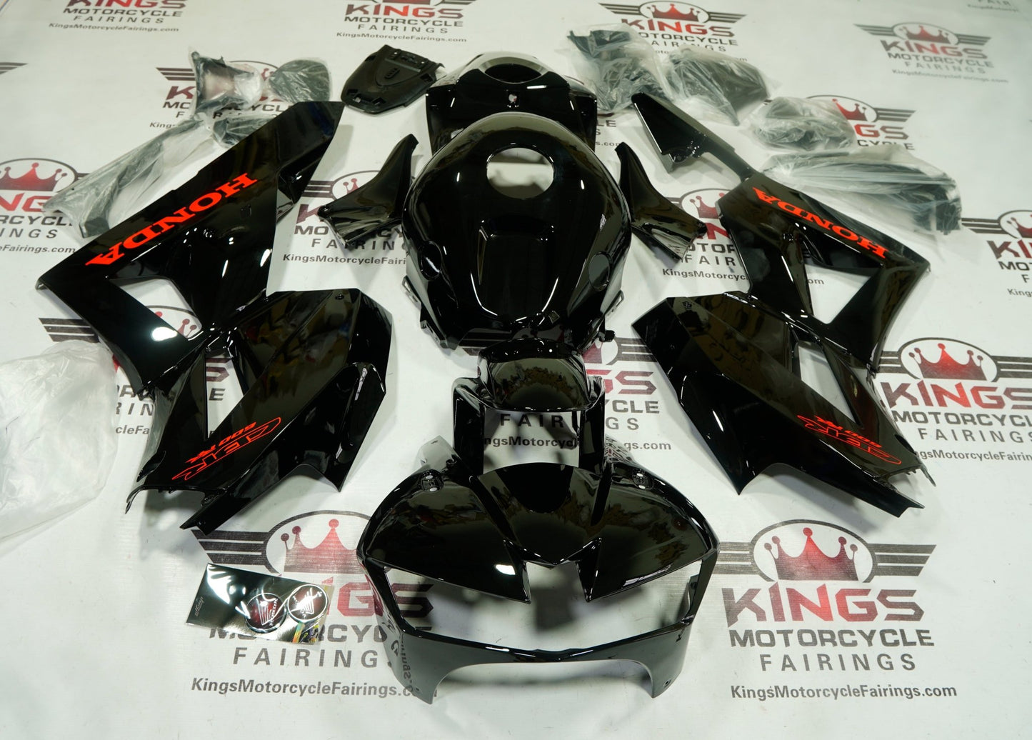 Honda CBR600RR Fairings (2026) Gloss Black, Red at KingsMotorcycleFairings.com