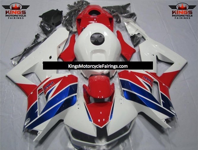 Honda CBR600RR Fairings (2026) White, Red, Blue Stripe HRC at KingsMotorcycleFairings.com