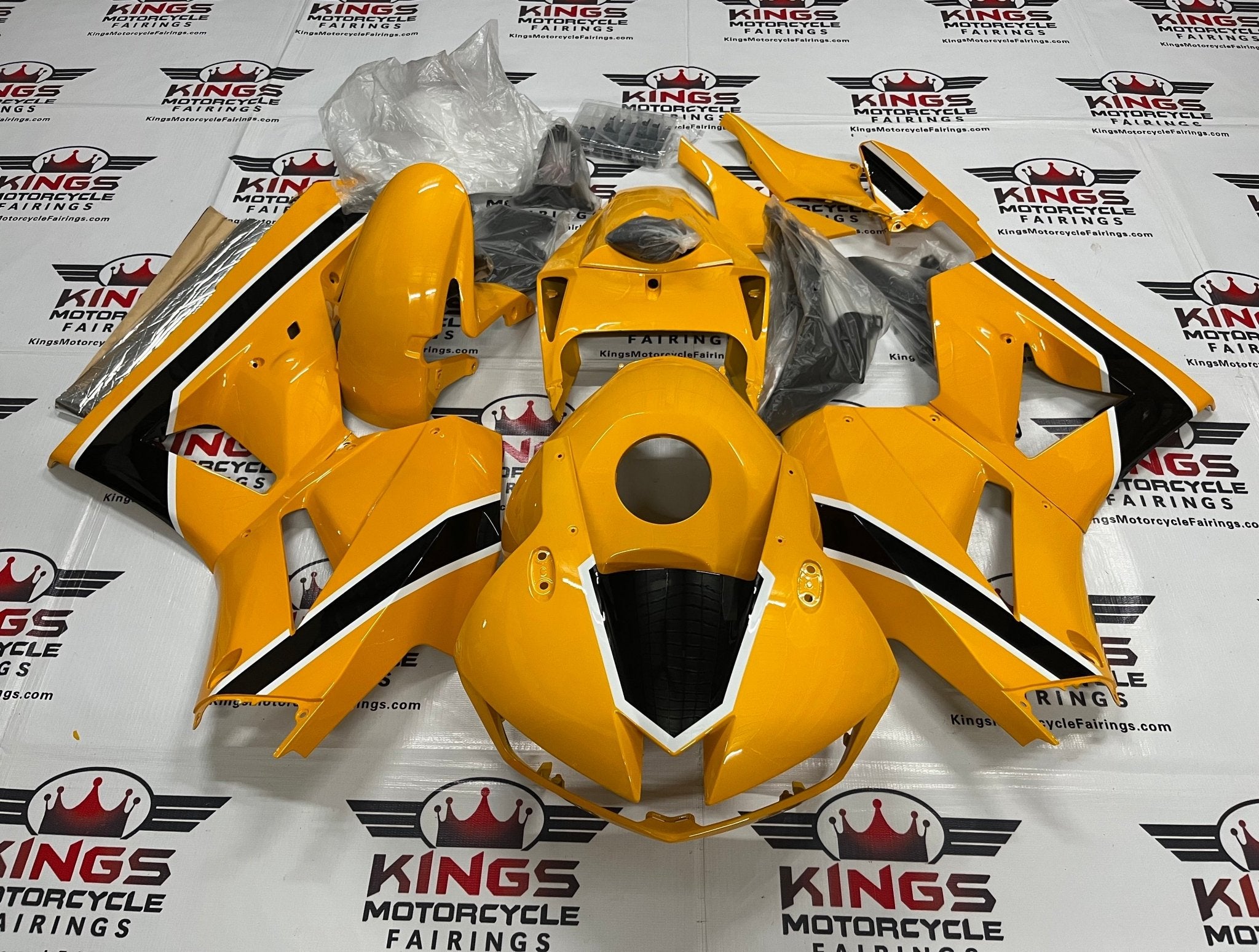 Honda CBR600RR (2024-2025) Yellow, Black, White Fairings at KingsMotorcycleFairings.com