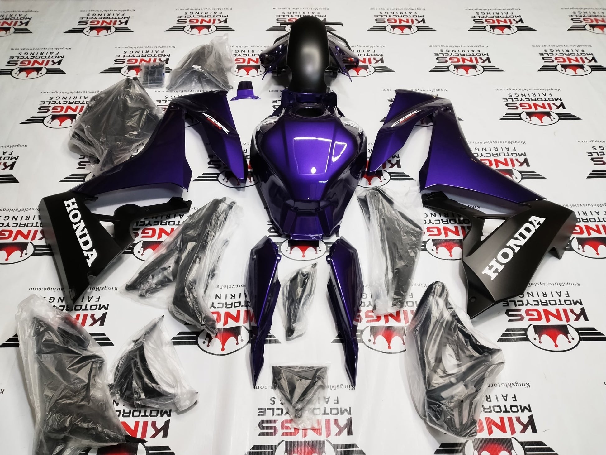 Honda CBR650R Fairing Set (2024-2025) Purple, Matte Black, White from KingsMotorcycleFairings.com