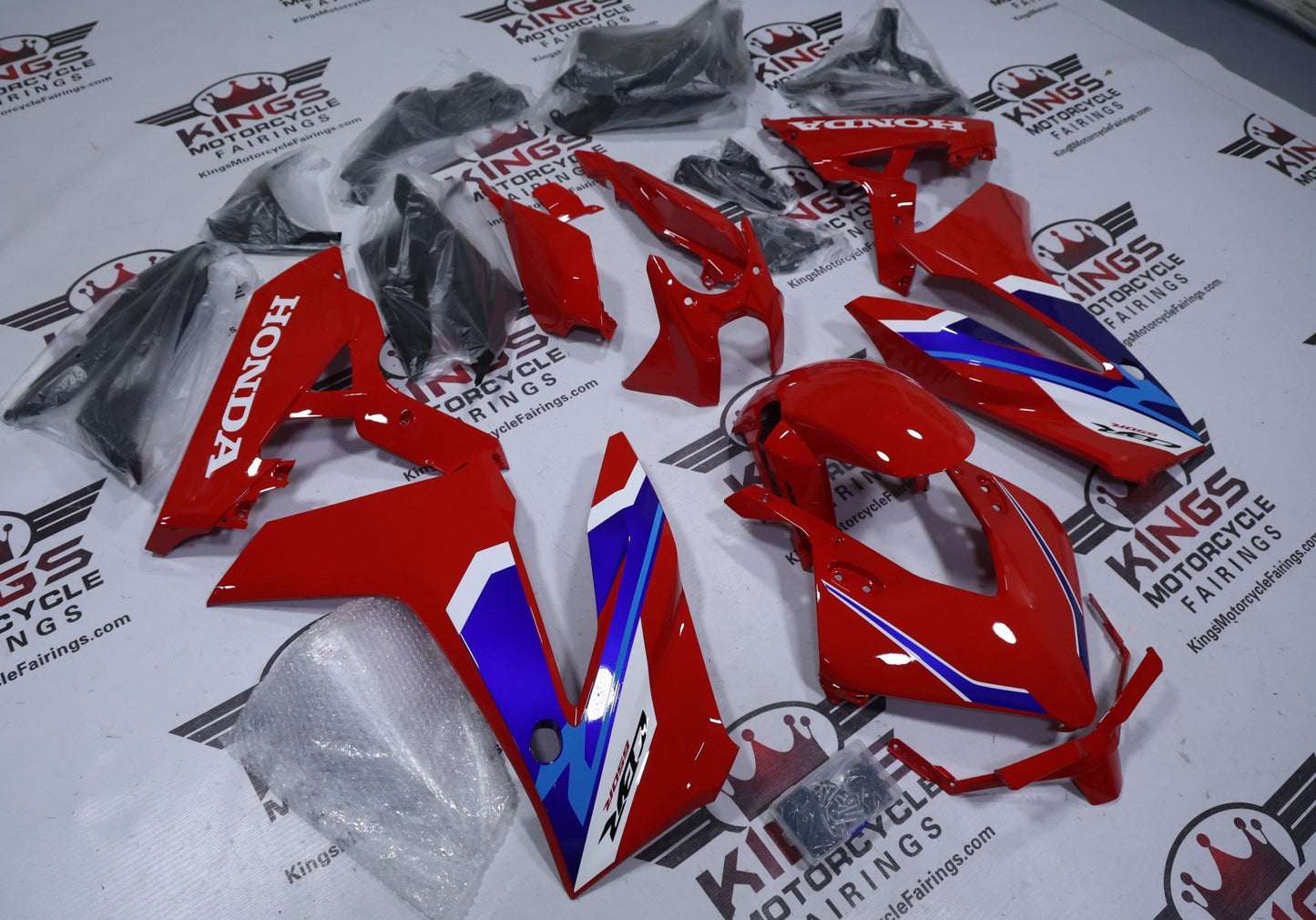 Honda CBR650R Fairing Set (2024-2025) Red, White, Dual Blue at KingsMotorcycleFairings.com