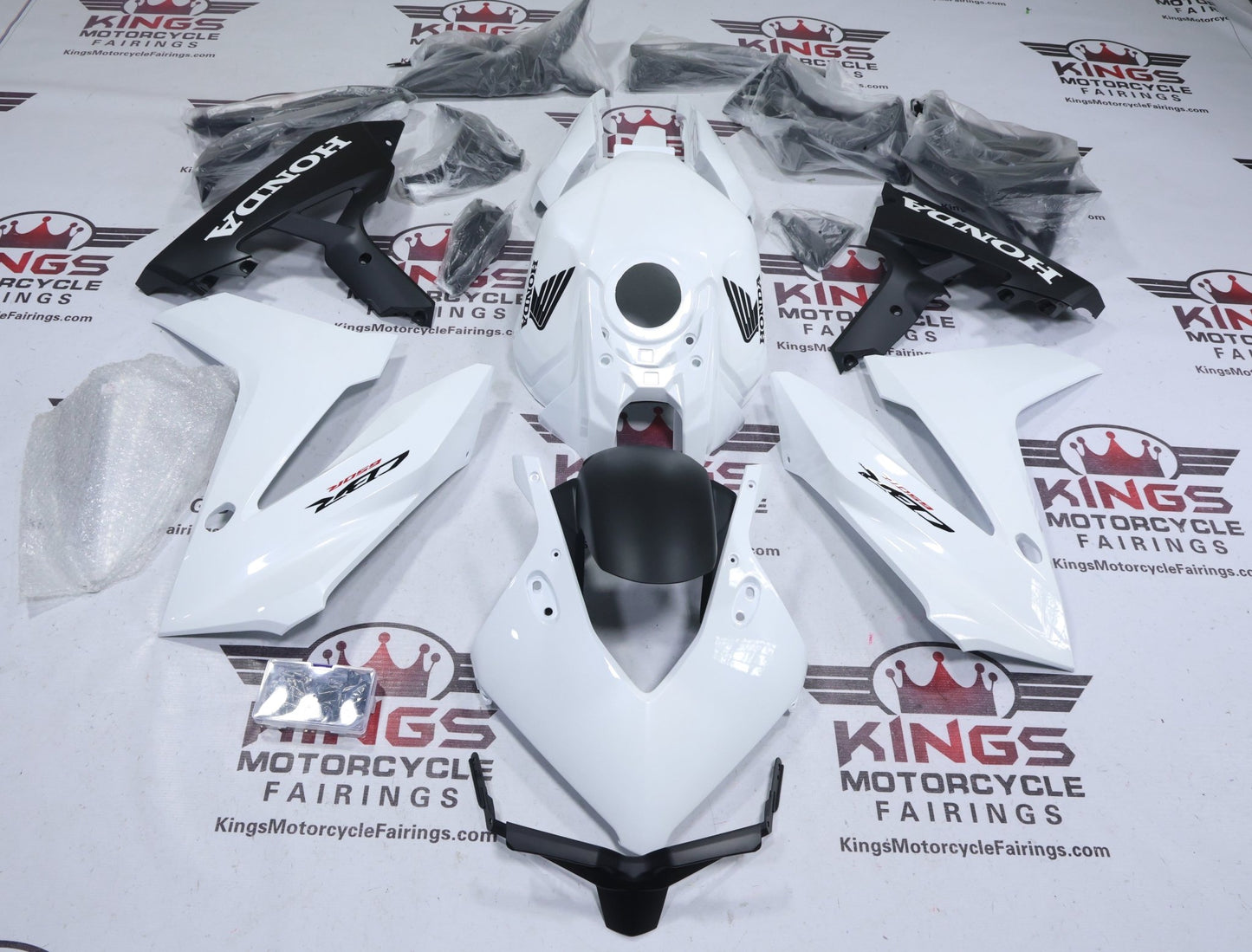 Honda CBR650R Fairing Set (2024-2025) White, Matte Black at KingsMotorcycleFairings.com