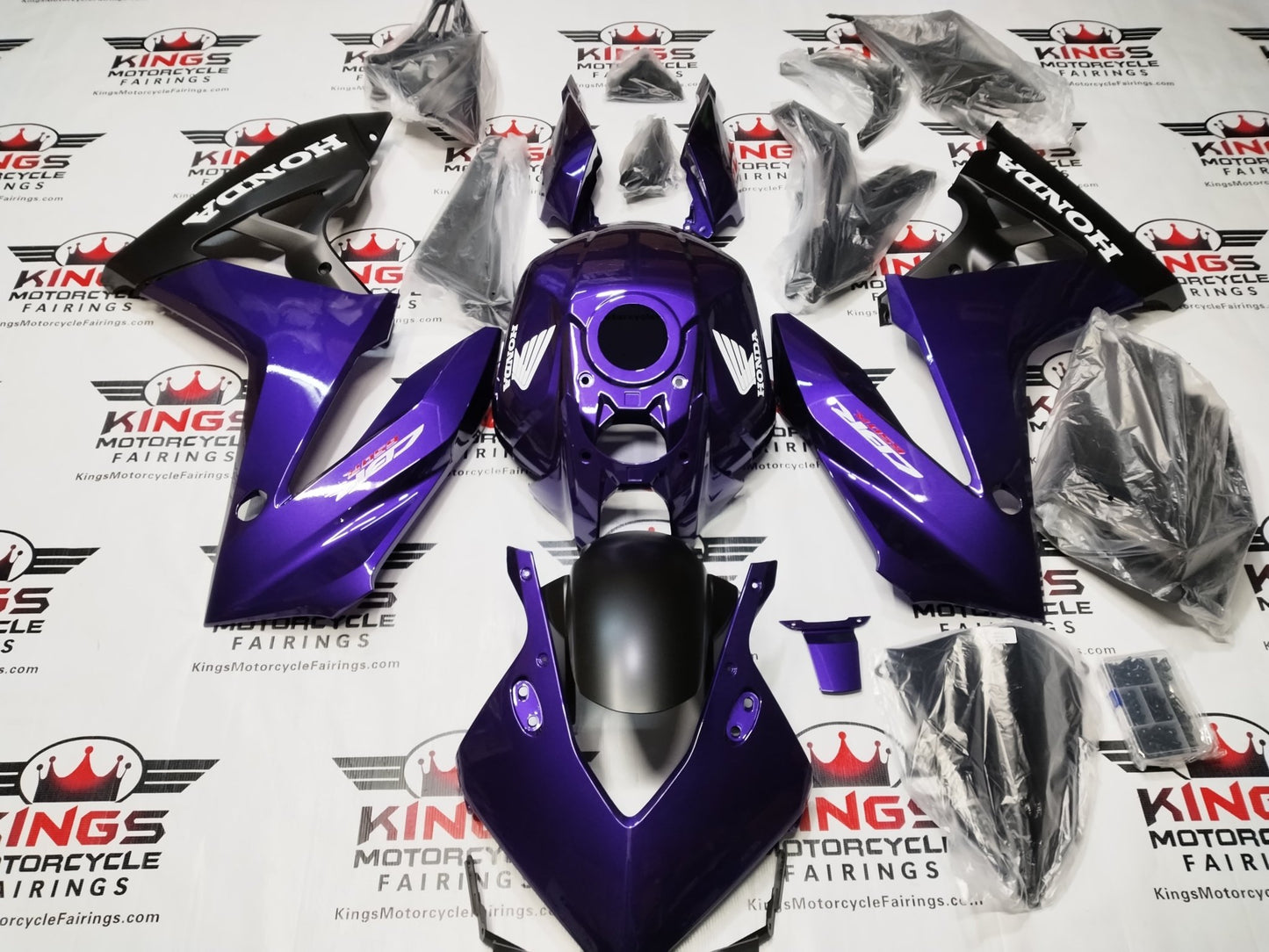 Honda CBR650R Fairings (2024-2025) Purple, Matte Black, White at KingsMotorcycleFairings.com