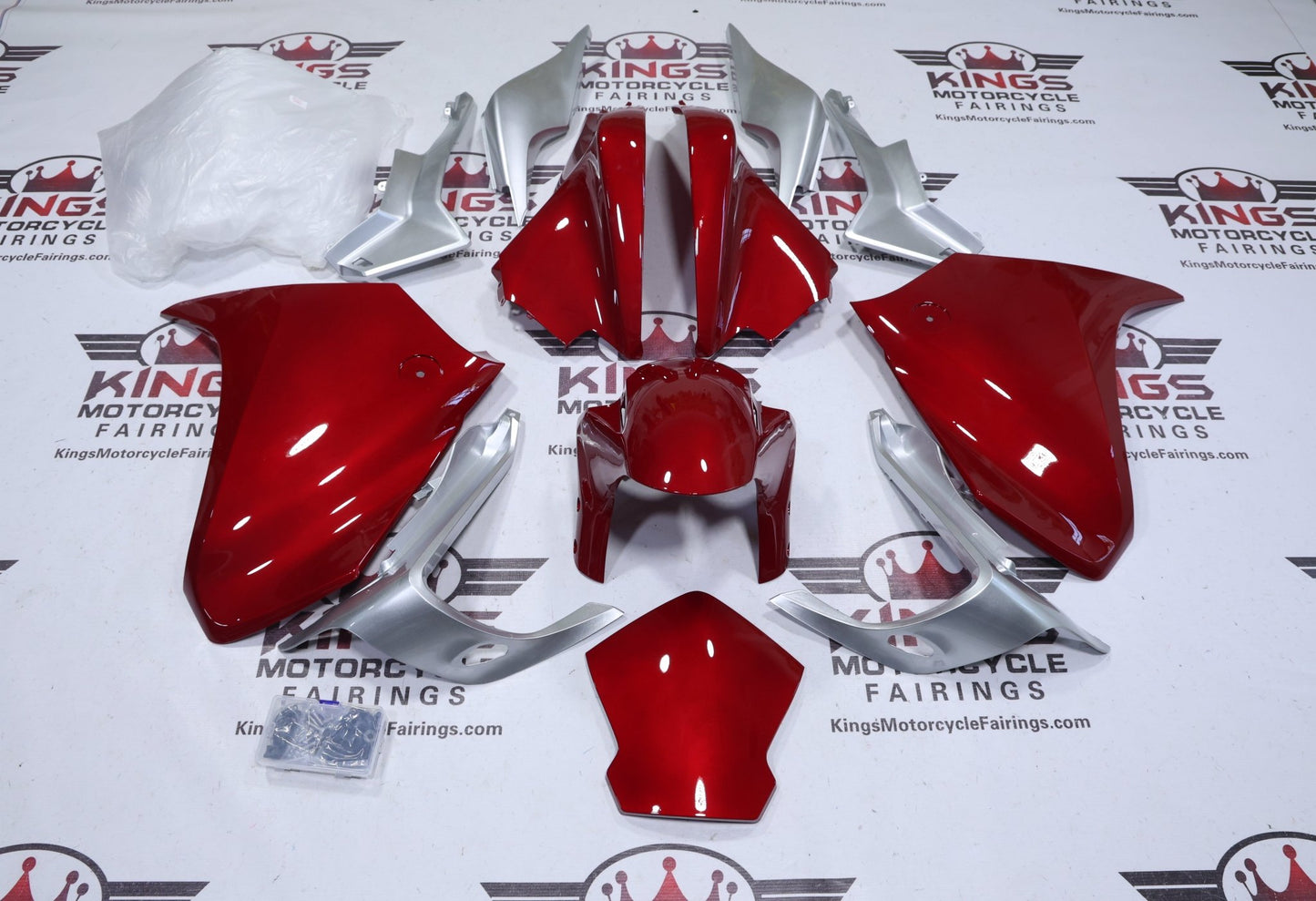 Honda VFR1200 Fairings (2010-2013) Red, Silver at KingsMotorcycleFairings.com