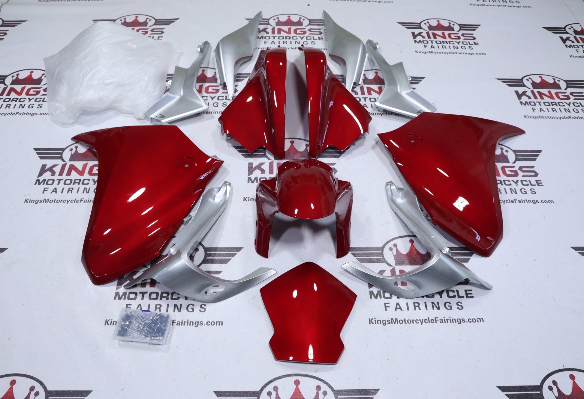 Honda VFR1200 Fairings (2010-2013) Red, Silver at KingsMotorcycleFairings.com