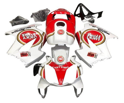 Honda VFR800 Fairings (2002-2013) White, Red Lucky Strike at KingsMotorcycleFairings.com