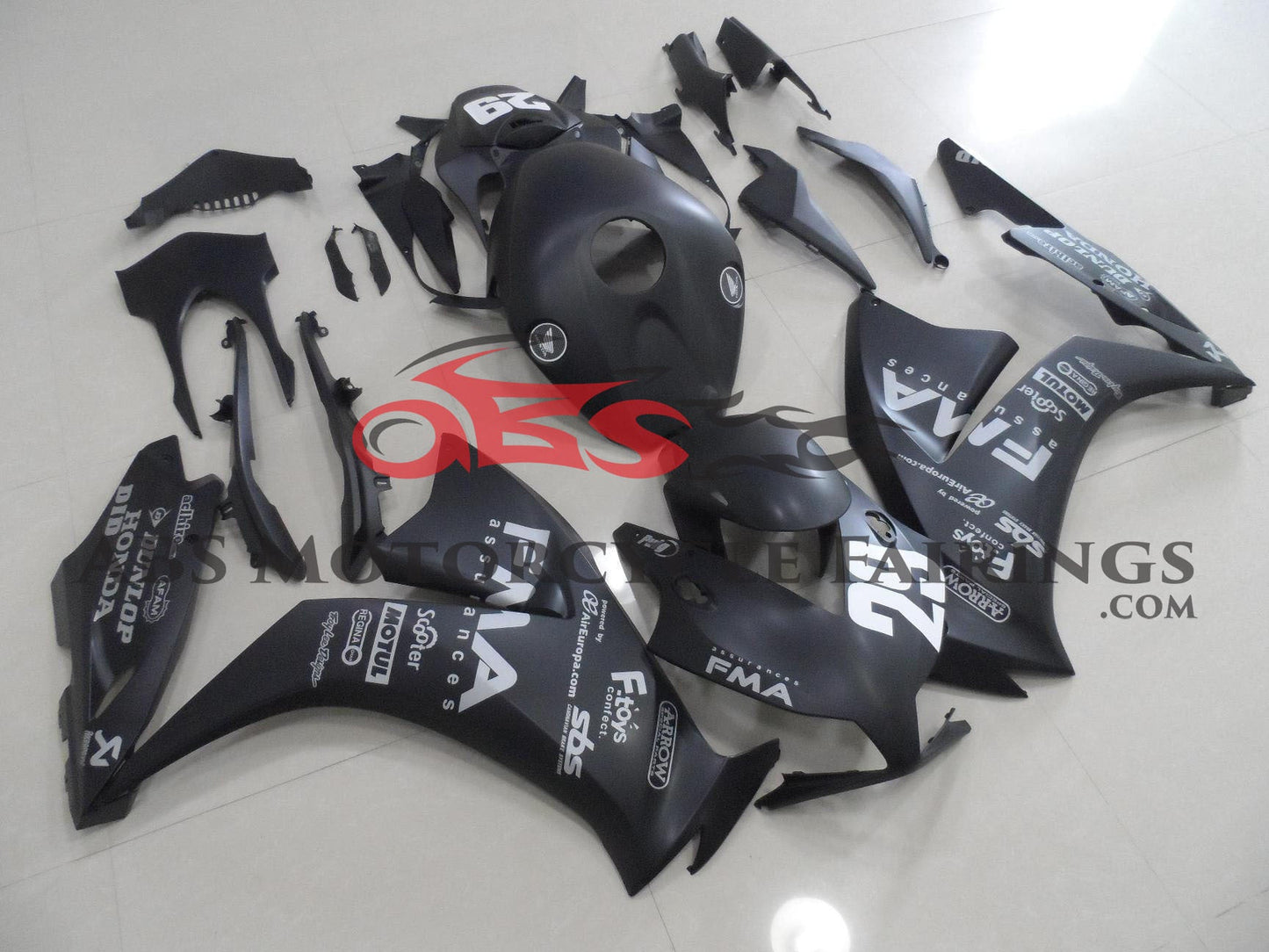 Honda CBR1000RR Fairings (2012-2016) Matte Black, Silver FMA at KingsMotorcycleFairings.com
